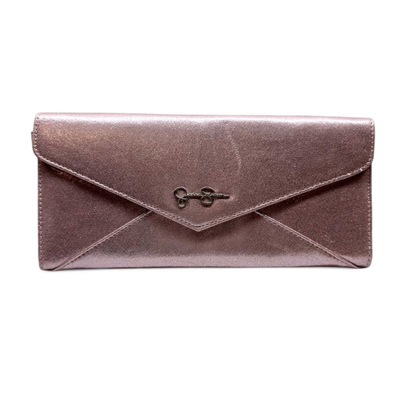 Jessica Simpson Handbags - 💗FREE with any bundle! Jessica Simpson Pink Metallic Envelope Clutch